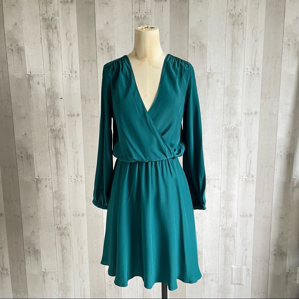 Amanda Uprichard Green Silk Dress long sleeve small